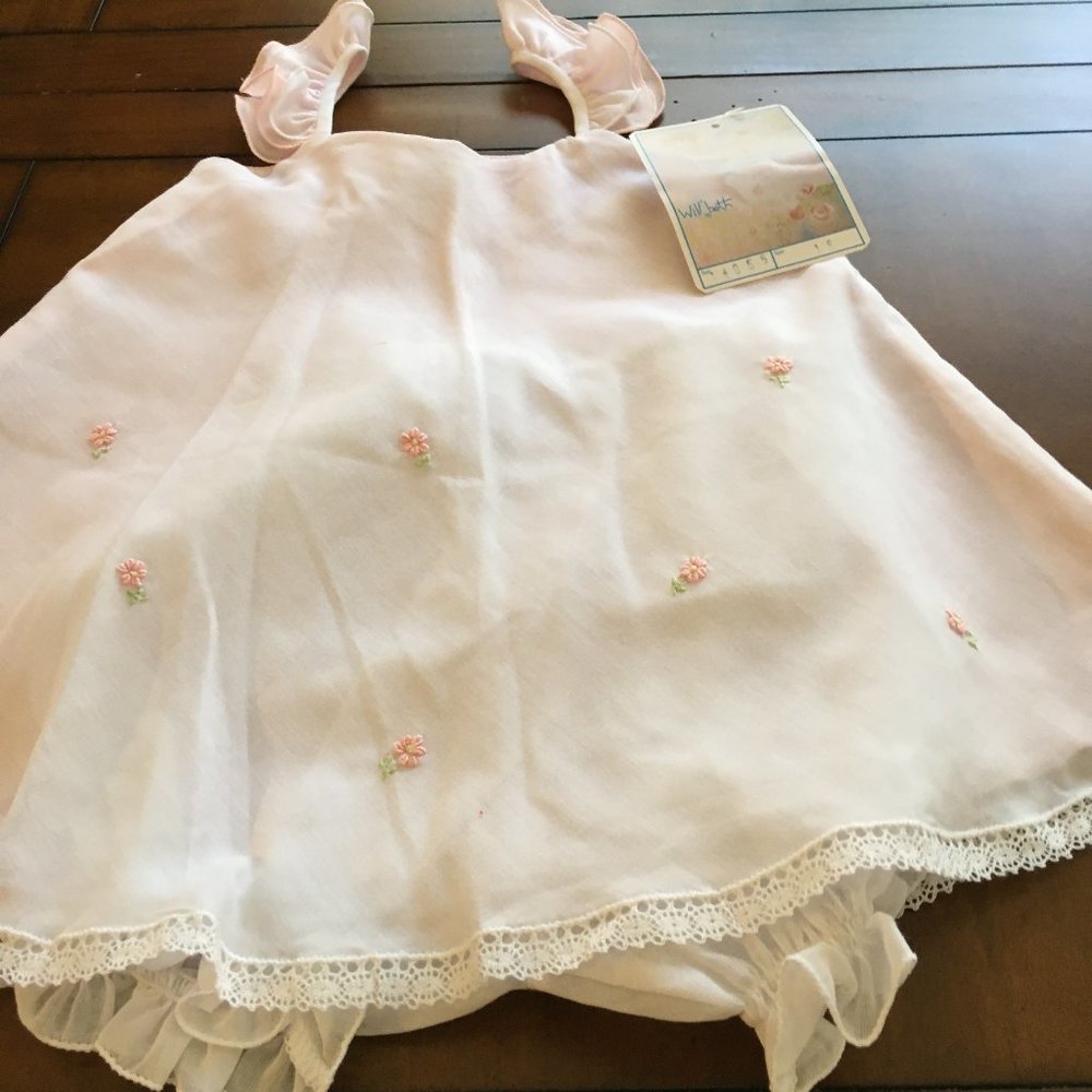 Will Beth 18 mos pink, cap sleeve dress with embroidered flowers